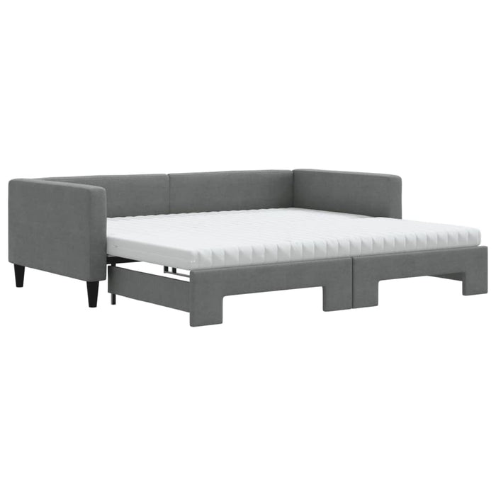Pat de zi cu extensie și saltele, gri închis, 100x200 cm textil - WALTI WALTI