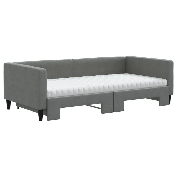 Pat de zi cu extensie și saltele, gri închis, 100x200 cm textil - WALTI WALTI
