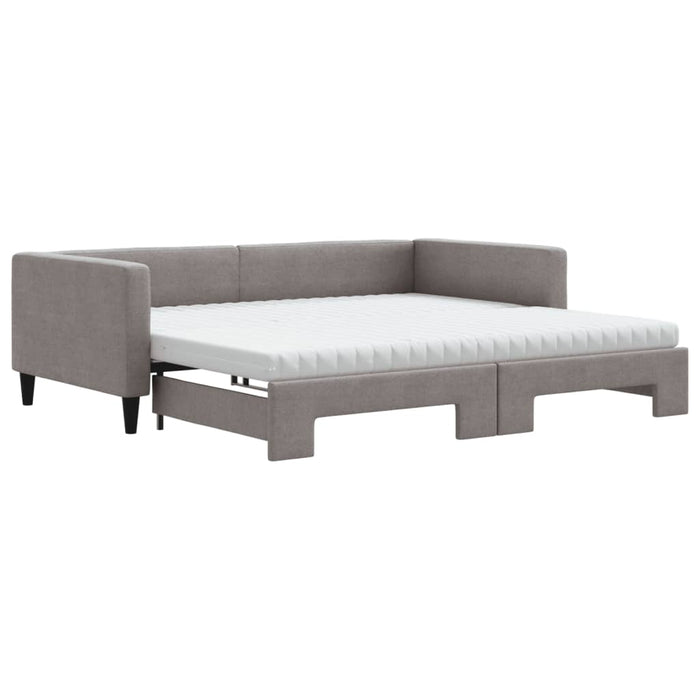 Pat de zi cu extensie și saltele, gri taupe, 100x200 cm, textil - WALTI WALTI