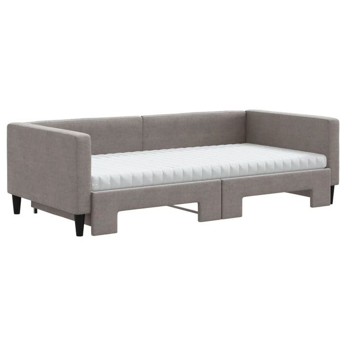 Pat de zi cu extensie și saltele, gri taupe, 100x200 cm, textil - WALTI WALTI