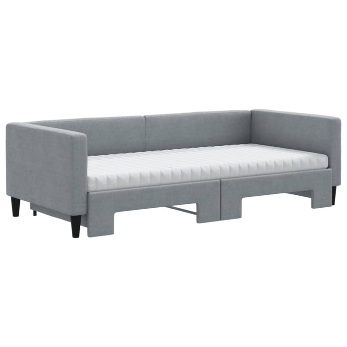 Pat de zi cu extensie și saltele, gri deschis 90x190 cm textil - WALTI WALTI