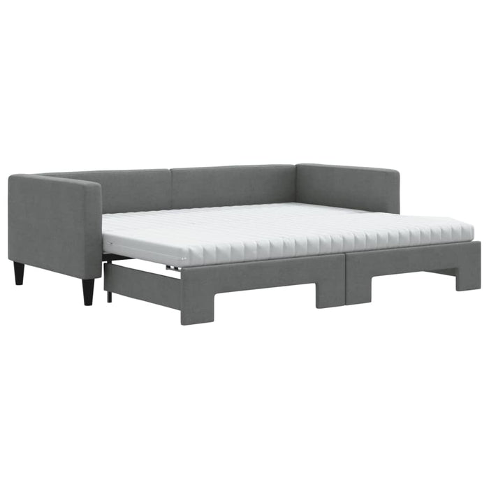 Pat de zi cu extensie și saltele, gri închis, 90x190 cm, textil - WALTI WALTI