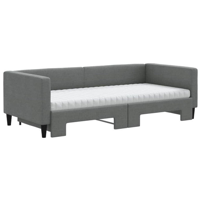 Pat de zi cu extensie și saltele, gri închis, 90x190 cm, textil - WALTI WALTI