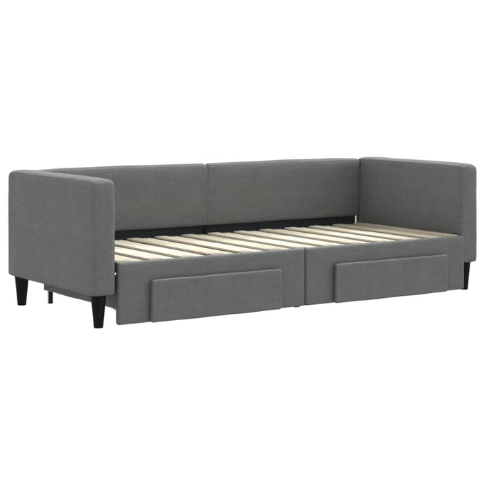 Pat de zi cu extensie și sertare, gri închis, 80x200 cm textil - WALTI WALTI