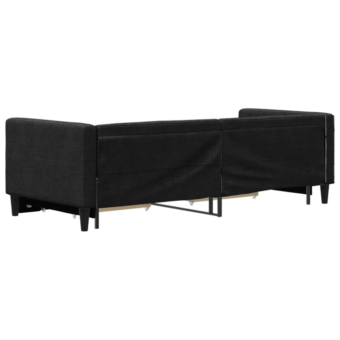 Pat de zi cu extensie și sertare, negru, 80x200 cm, textil - WALTI WALTI