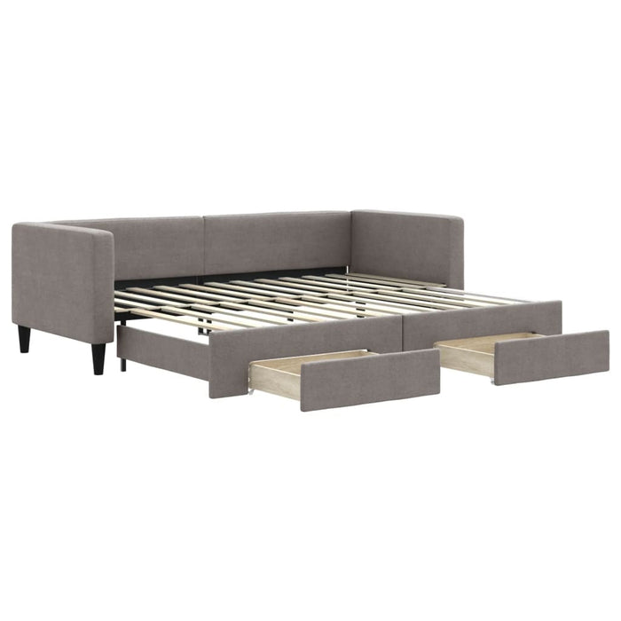 Pat de zi cu extensie și sertare, gri taupe, 80x200 cm, textil - WALTI WALTI