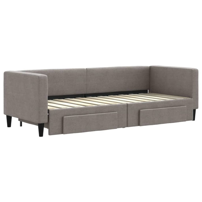 Pat de zi cu extensie și sertare, gri taupe, 80x200 cm, textil - WALTI WALTI