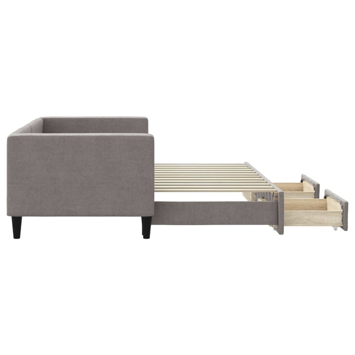 Pat de zi cu extensie și sertare, gri taupe, 80x200 cm, textil - WALTI WALTI