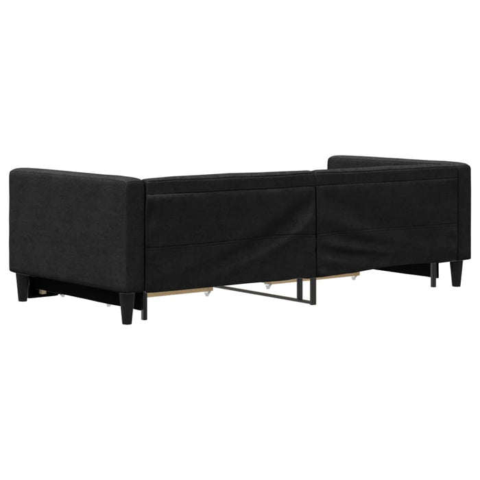 Pat de zi cu extensie și sertare, negru, 90x200 cm, textil - WALTI WALTI