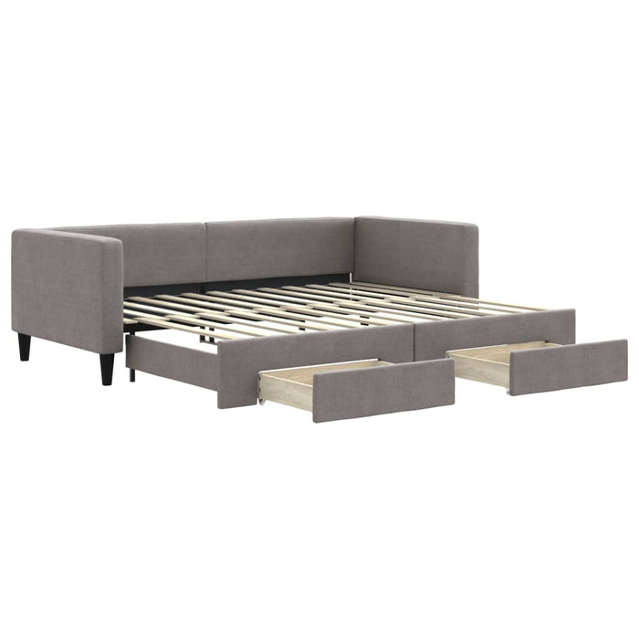 Pat de zi cu extensie și sertare, gri taupe, 90x200 cm, textil - WALTI WALTI