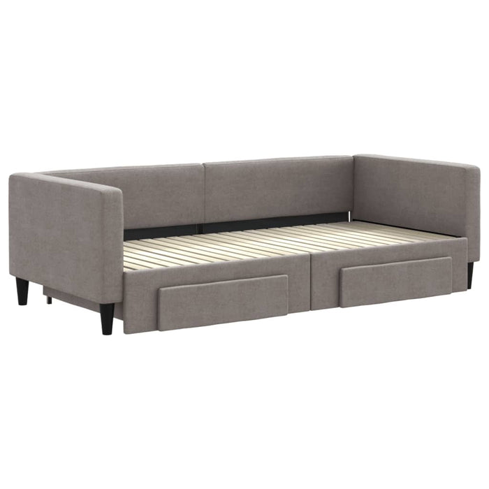 Pat de zi cu extensie și sertare, gri taupe, 90x200 cm, textil - WALTI WALTI