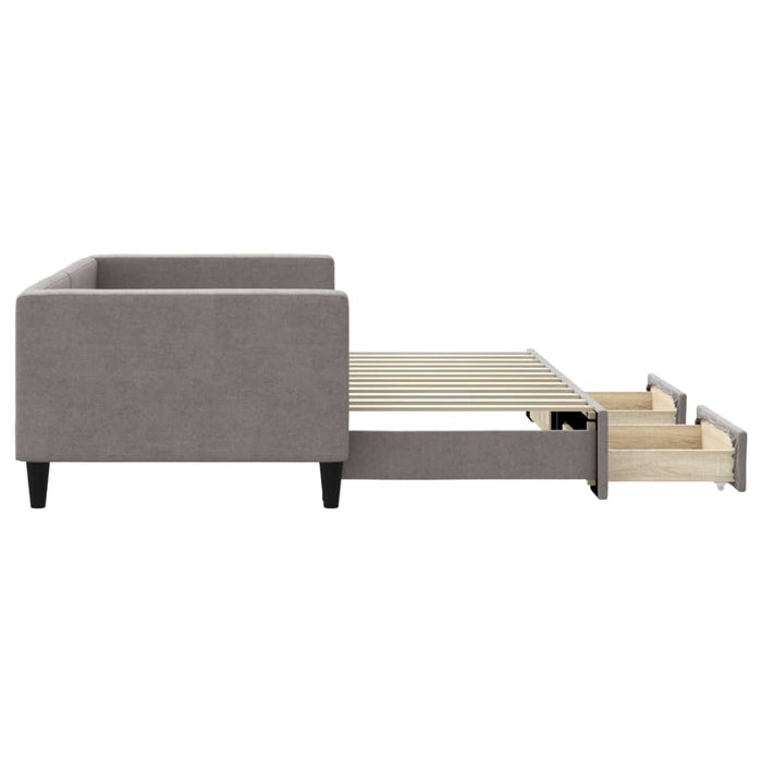 Pat de zi cu extensie și sertare, gri taupe, 90x200 cm, textil - WALTI WALTI