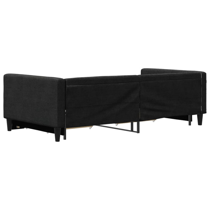 Pat de zi cu extensie și sertare, negru, 100x200 cm, textil - WALTI WALTI