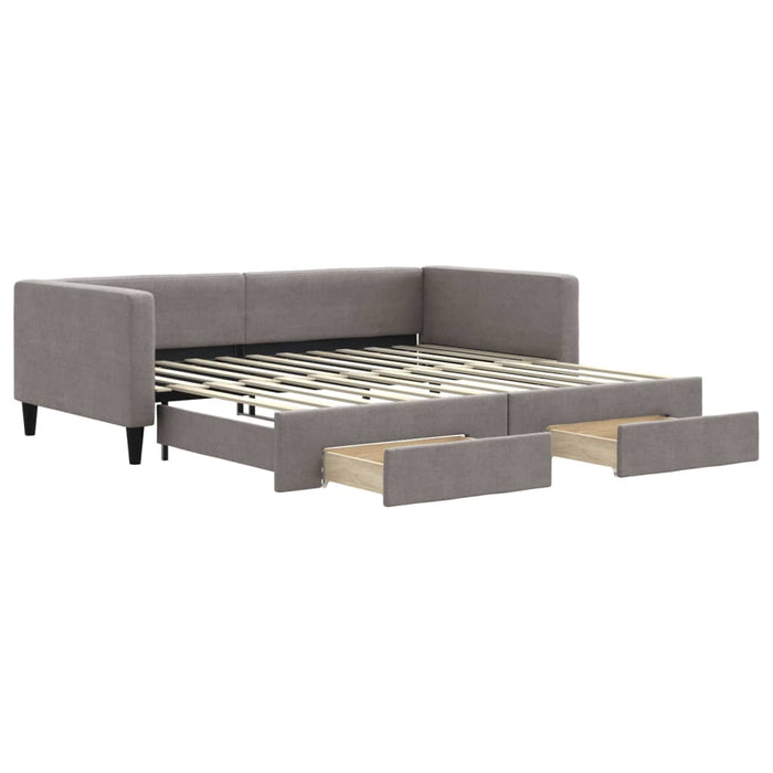 Pat de zi cu extensie și sertare, gri taupe, 100x200 cm, textil - WALTI WALTI