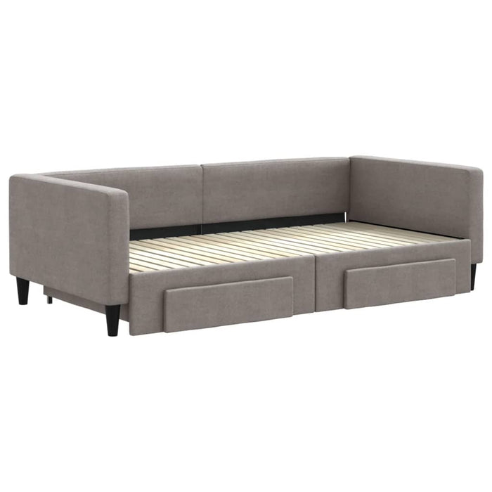 Pat de zi cu extensie și sertare, gri taupe, 100x200 cm, textil - WALTI WALTI