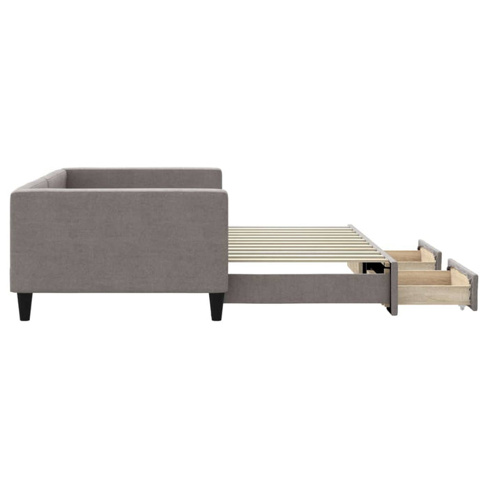 Pat de zi cu extensie și sertare, gri taupe, 100x200 cm, textil - WALTI WALTI