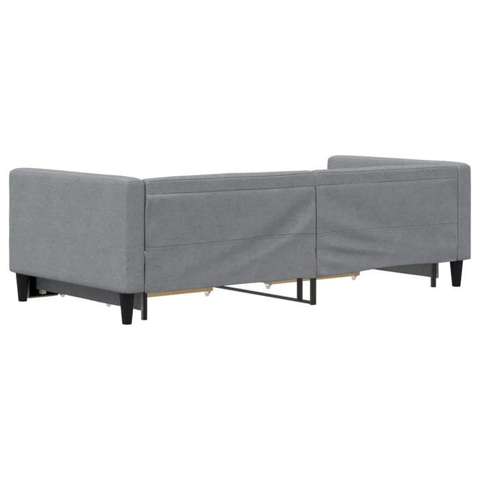 Pat de zi cu extensie și sertare, gri deschis, 90x190cm, textil WALTI