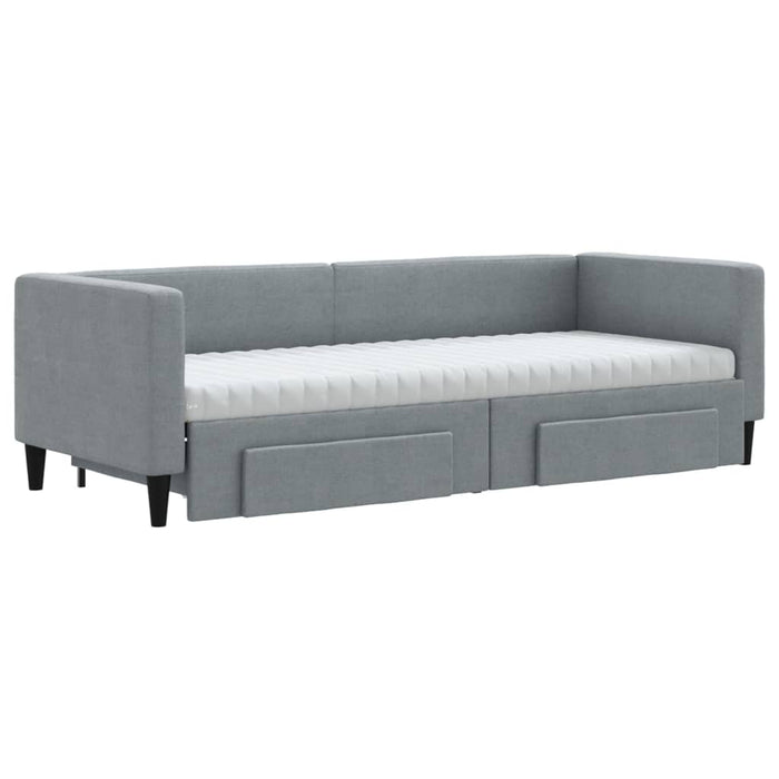 Pat de zi cu extensie și sertare, gri deschis, 80x200 cm textil - WALTI WALTI