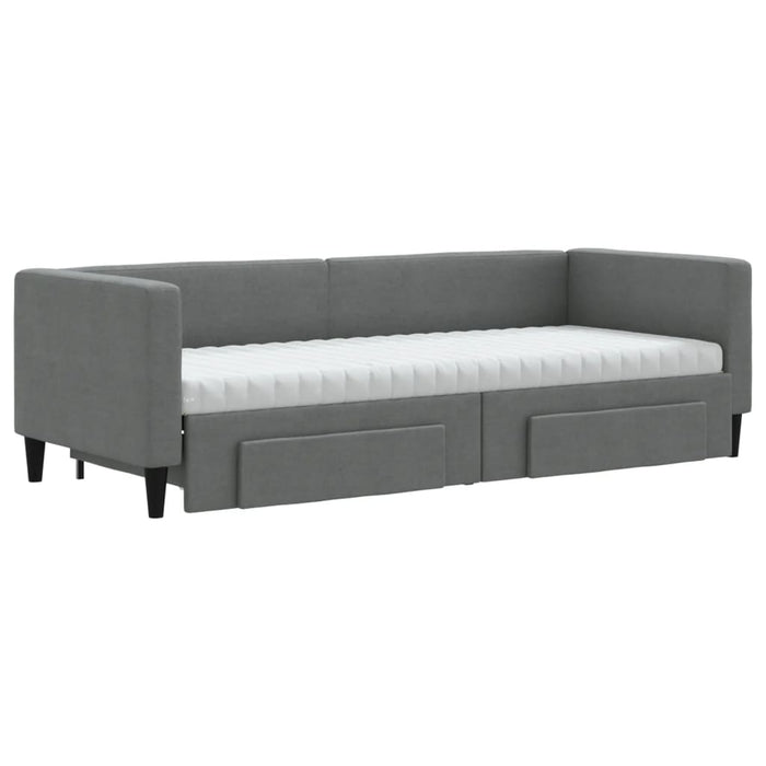 Pat de zi cu extensie și sertare, gri închis, 80x200 cm textil - WALTI WALTI