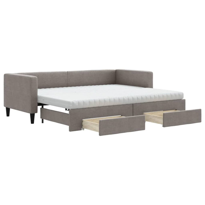Pat de zi cu extensie și sertare, gri taupe, 80x200 cm, textil - WALTI WALTI