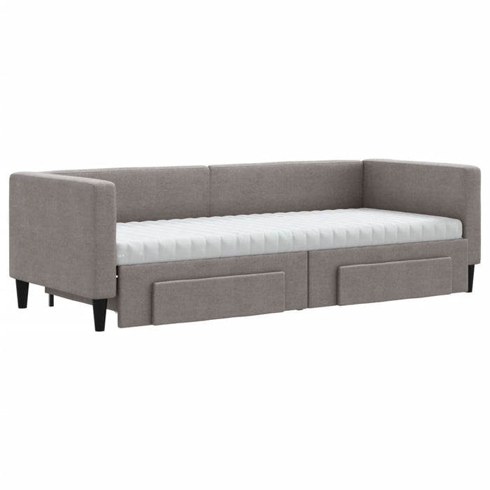 Pat de zi cu extensie și sertare, gri taupe, 80x200 cm, textil - WALTI WALTI