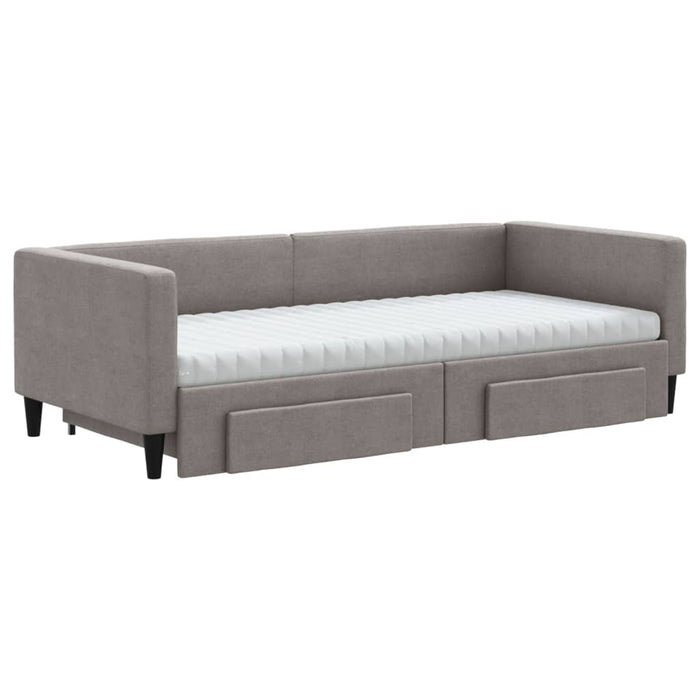 Pat de zi cu extensie și sertare, gri taupe, 90x200 cm, textil - WALTI WALTI