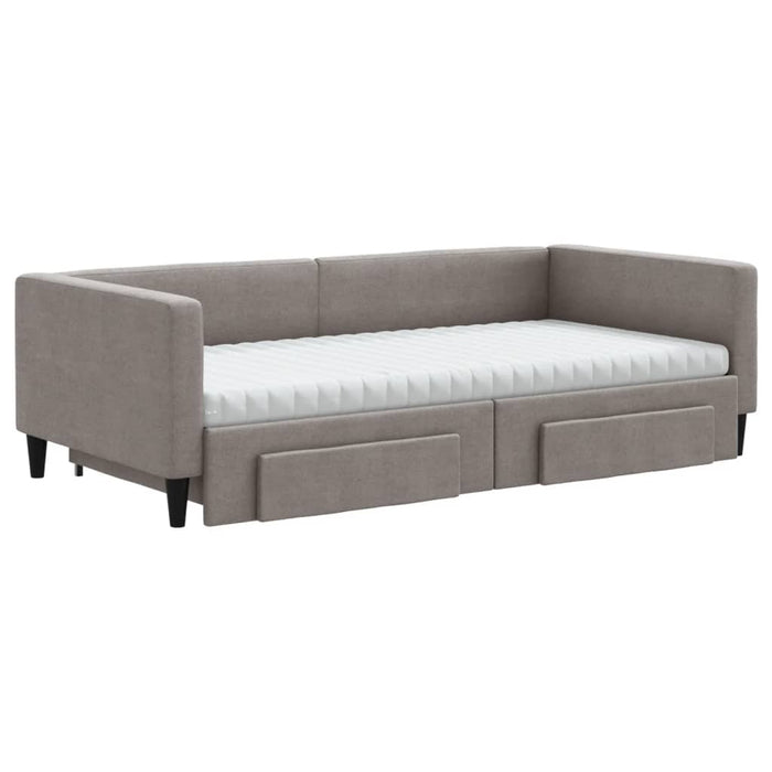 Pat de zi cu extensie și sertare, gri taupe, 100x200 cm, textil - WALTI WALTI