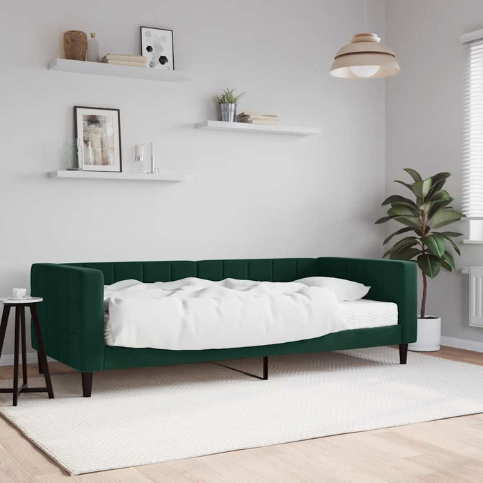 Pat de zi cu saltea, verde închis, 90x200 cm, catifea - WALTI WALTI