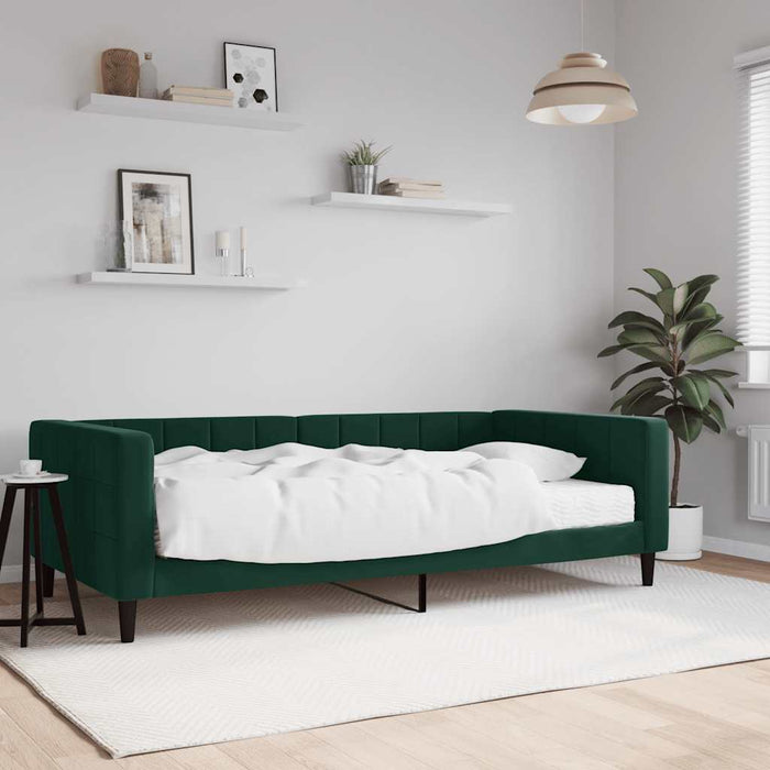 Pat de zi cu saltea, verde închis, 100x200 cm, catifea - WALTI WALTI
