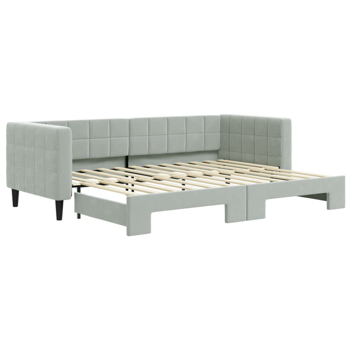 Pat de zi cu extensie, gri deschis, 80x200 cm, catifea WALTI