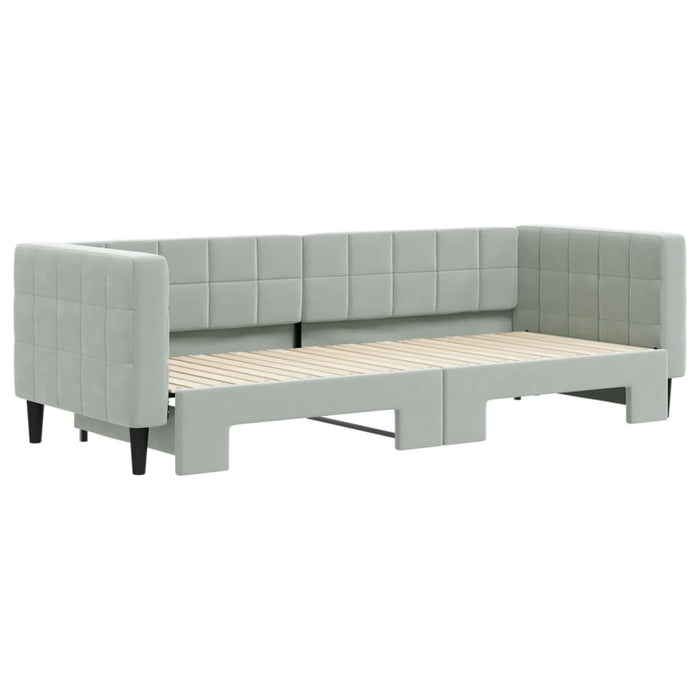 Pat de zi cu extensie, gri deschis, 80x200 cm, catifea WALTI