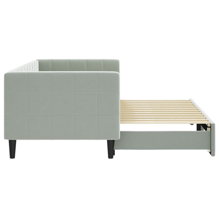 Pat de zi cu extensie, gri deschis, 80x200 cm, catifea WALTI