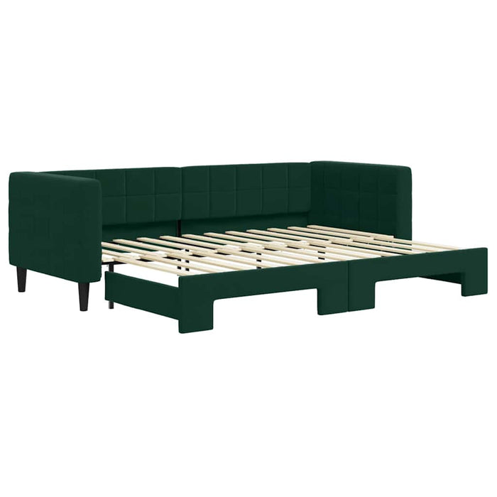 Pat de zi cu extensie, verde închis, 80x200 cm, catifea WALTI