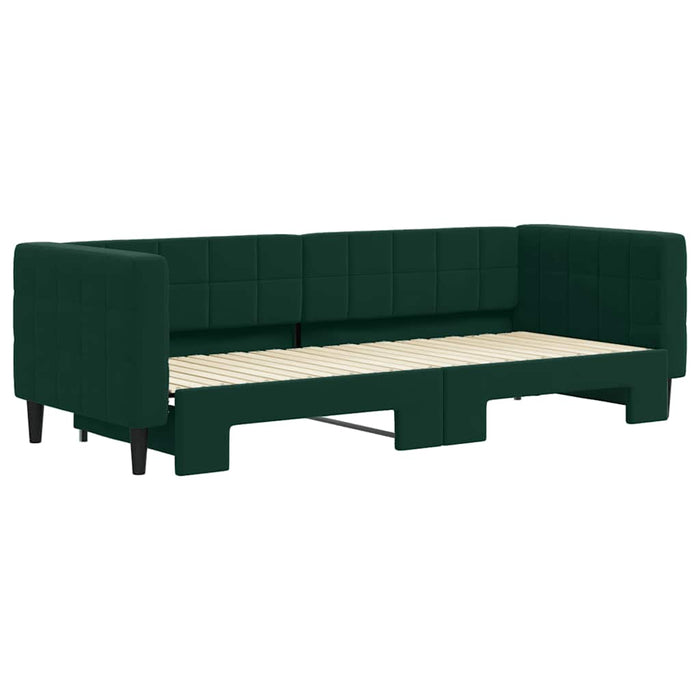 Pat de zi cu extensie, verde închis, 80x200 cm, catifea WALTI