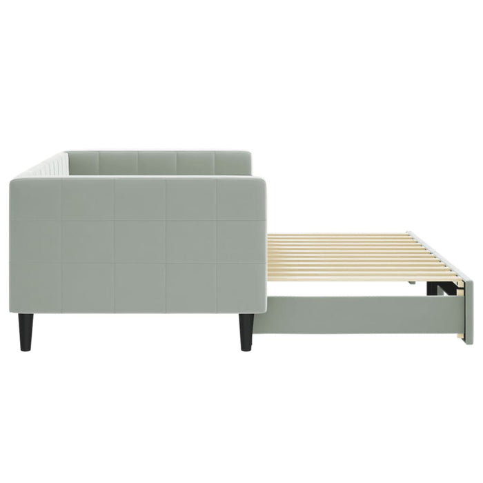 Pat de zi cu extensie, gri deschis, 90x200 cm, catifea - WALTI WALTI