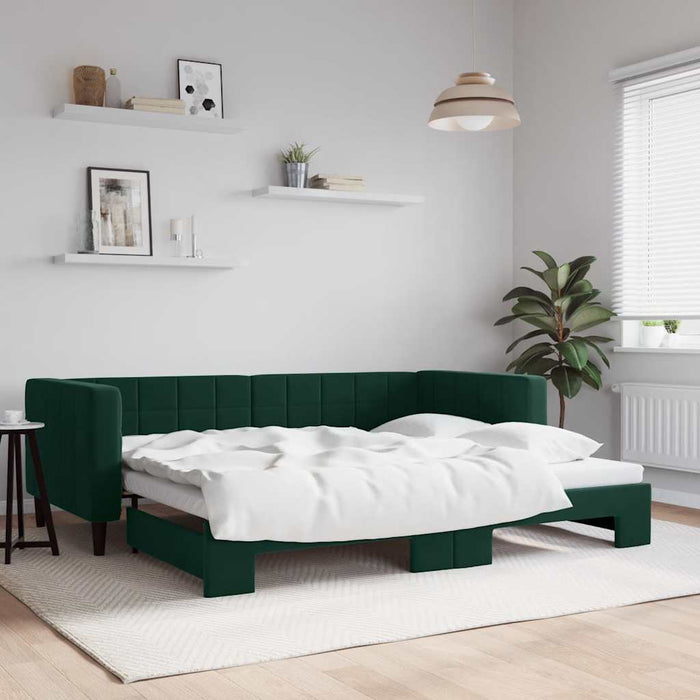 Pat de zi cu extensie, verde închis, 90x200 cm, catifea - WALTI WALTI