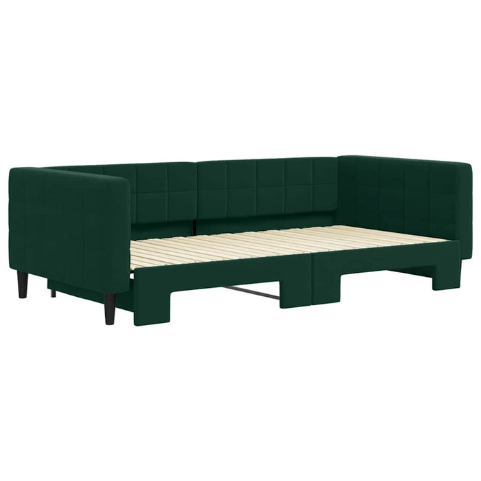 Pat de zi cu extensie, verde închis, 100x200 cm, catifea - WALTI WALTI