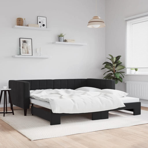 Pat de zi cu extensie, negru, 100x200 cm, catifea - WALTI WALTI
