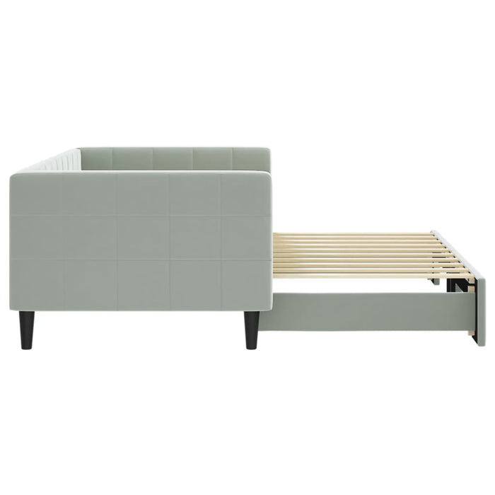 Pat de zi cu extensie, gri deschis, 90x190 cm, catifea WALTI
