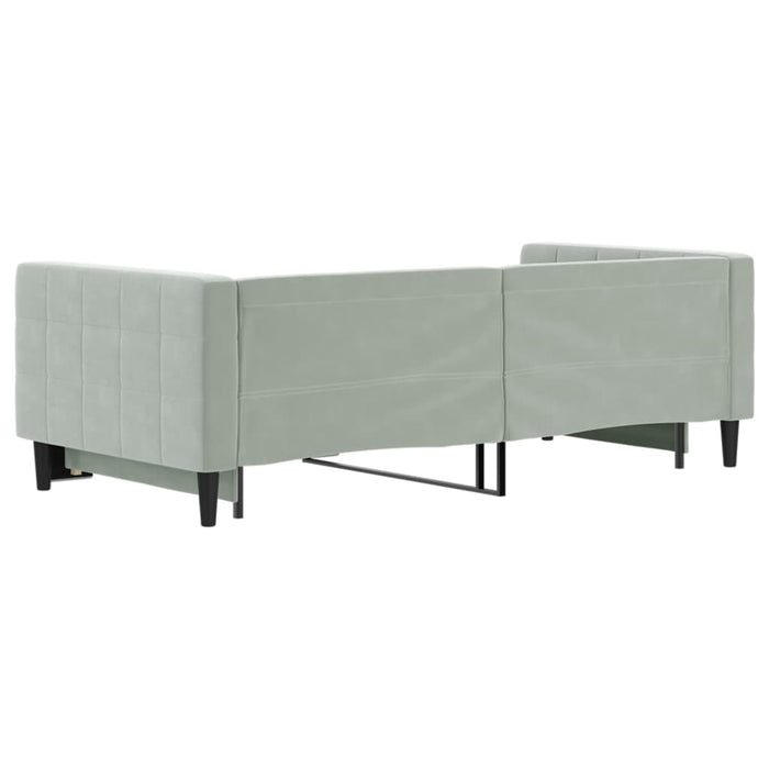Pat de zi cu extensie, gri deschis, 90x190 cm, catifea WALTI