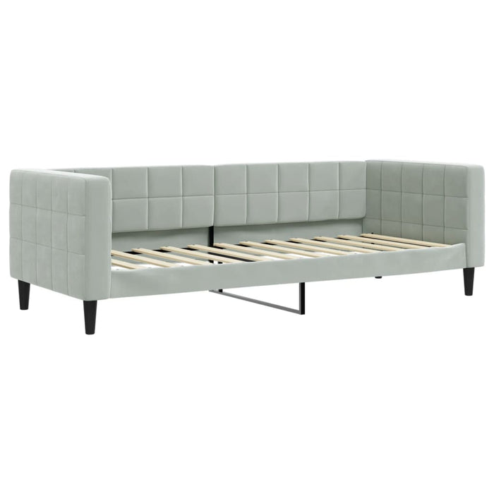 Pat de zi cu extensie și saltele, gri deschis 80x200 cm catifea - WALTI WALTI