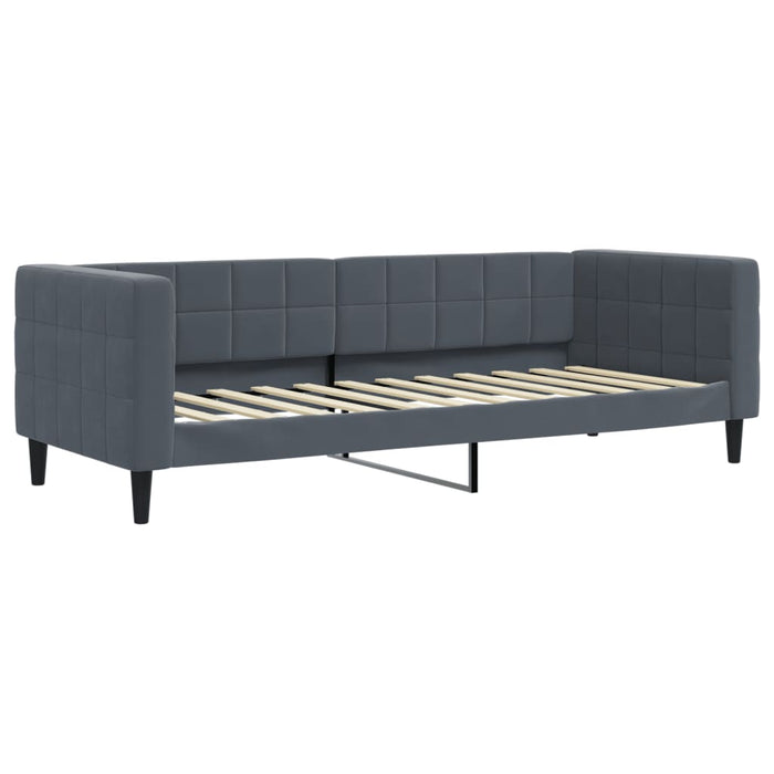Pat de zi cu extensie și saltele gri închis 80x200 cm catifea - WALTI WALTI
