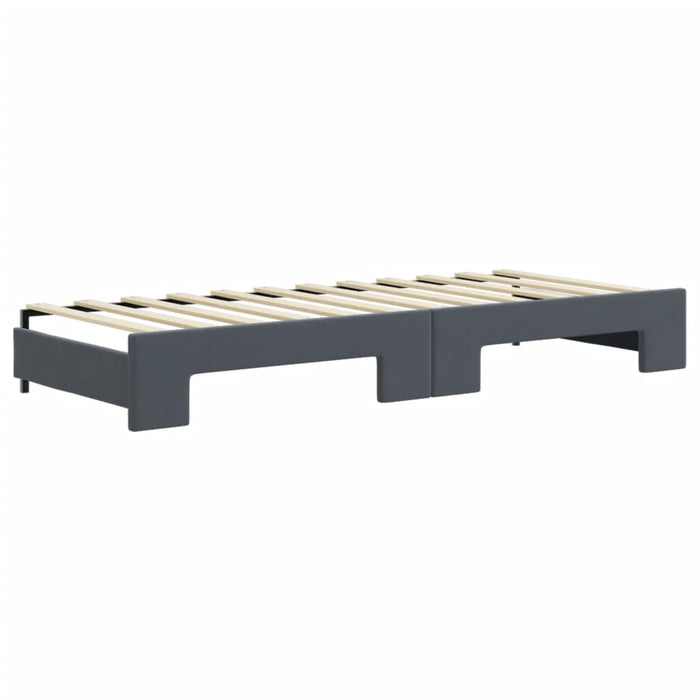 Pat de zi cu extensie și saltele gri închis 80x200 cm catifea - WALTI WALTI