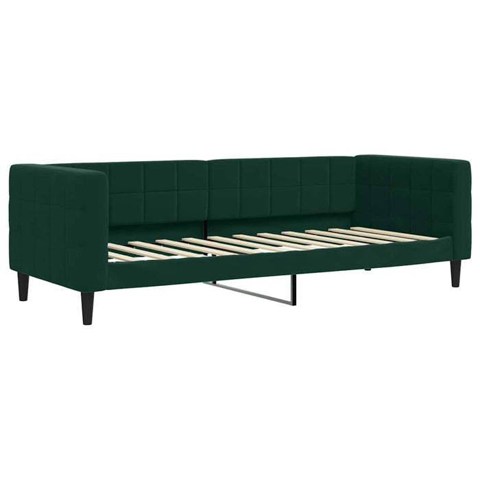 Pat de zi cu extensie și saltele verde închis 80x200 cm catifea WALTI