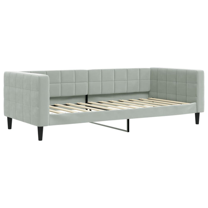 Pat de zi cu extensie și saltele, gri deschis 90x200 cm catifea WALTI