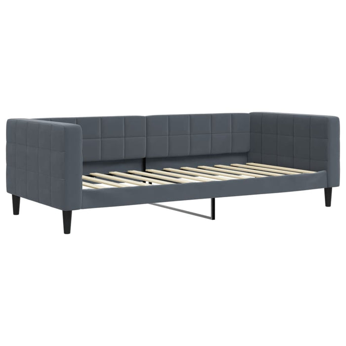Pat de zi cu extensie și saltele, gri închis 90x200 cm catifea - WALTI WALTI
