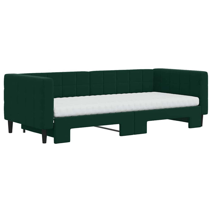 Pat de zi cu extensie și saltele verde închis 90x200 cm catifea - WALTI WALTI
