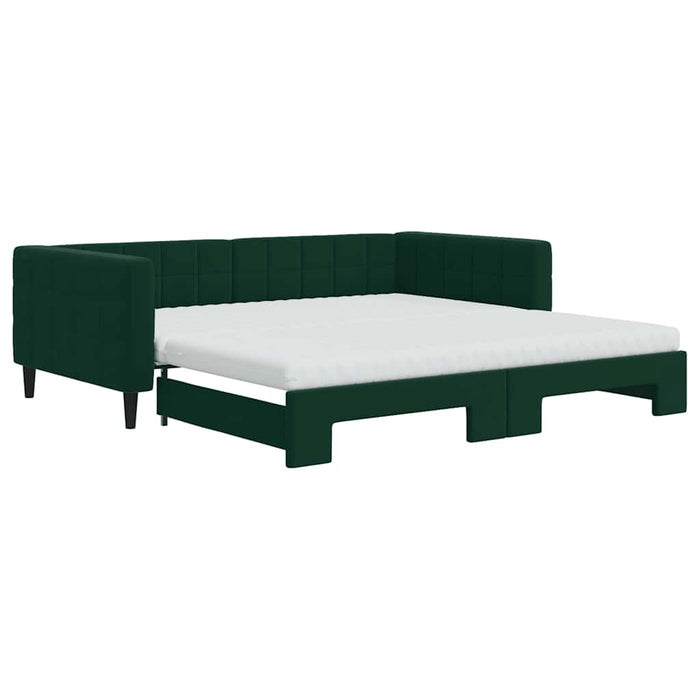 Pat de zi cu extensie și saltele verde închis 100x200cm catifea - WALTI WALTI