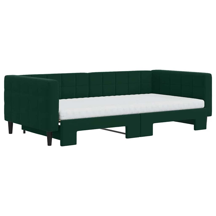 Pat de zi cu extensie și saltele verde închis 100x200cm catifea - WALTI WALTI