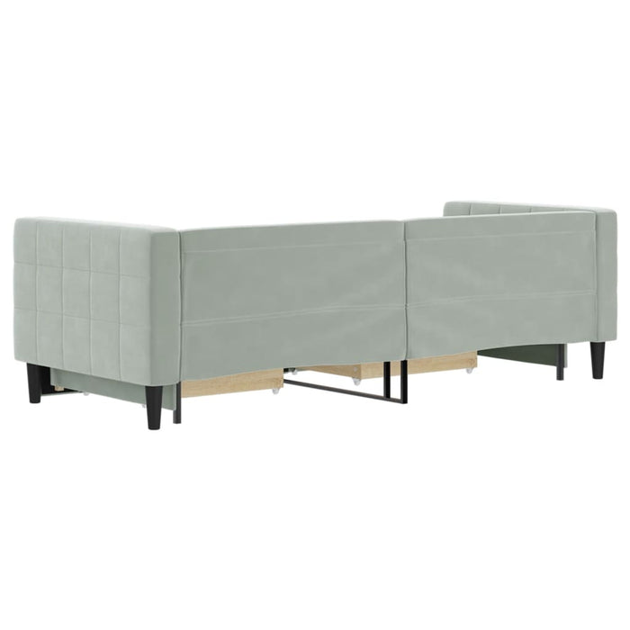 Pat de zi cu extensie și sertare, gri deschis 80x200 cm catifea WALTI